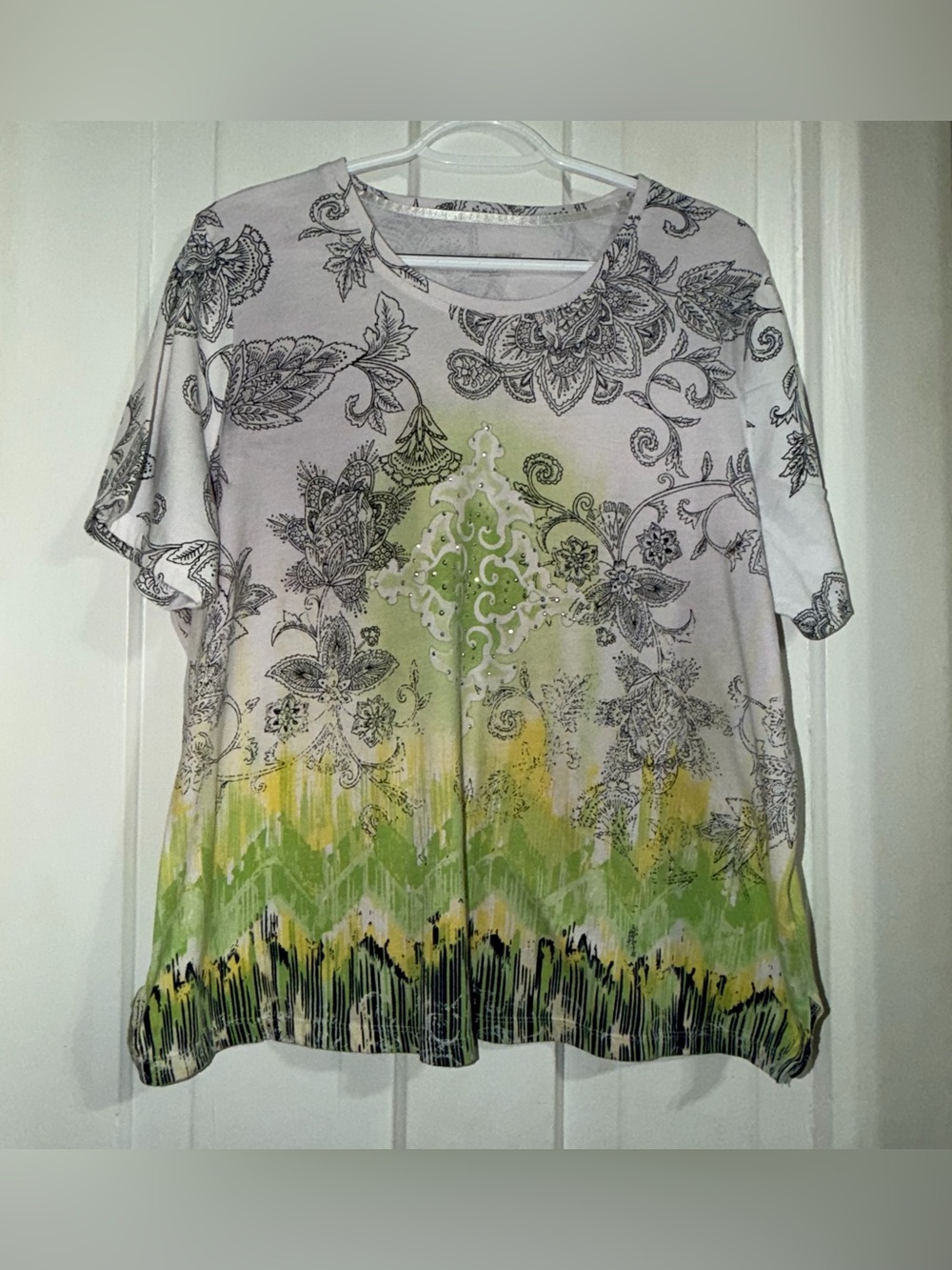 Women's size 1X Allison Daley shirt Floral Printed Short Sleeve Top